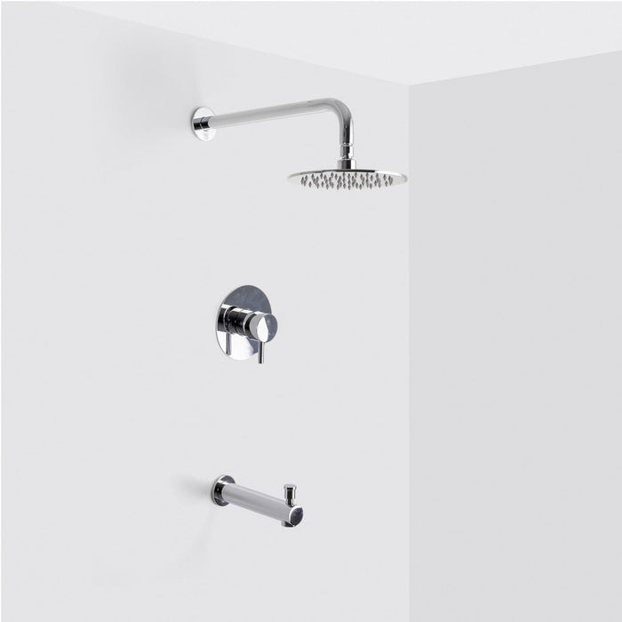 Metro 1-Way Pressure Balance Trim Complete Shower Set - Wall Mount - 8" Brass/Polished Chrome