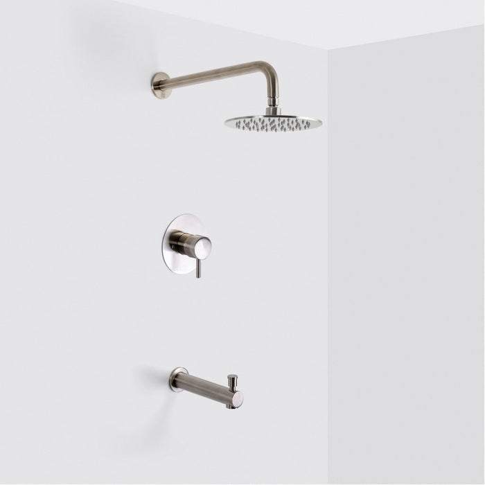 Metro 1-Way Pressure Balance Trim Complete Shower Set - Wall Mount - 8" Brass/Brushed Nickel