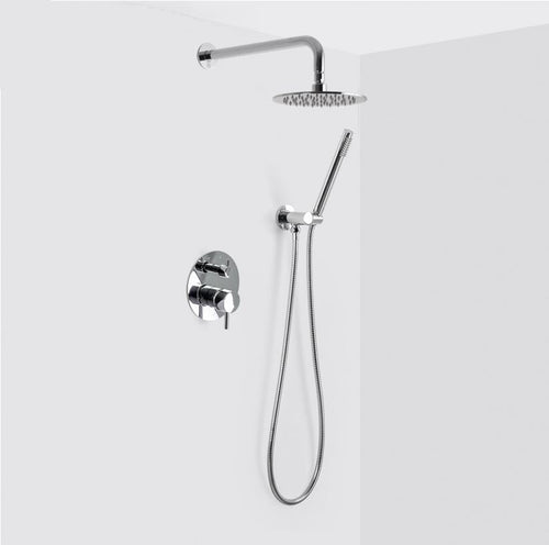 Bathroom Bath Shower Set Mixer Faucet Rotate Tub Spout Chrome Wall Mount 8  Rainfall Shower Head With Handshower 2 Ways Spout