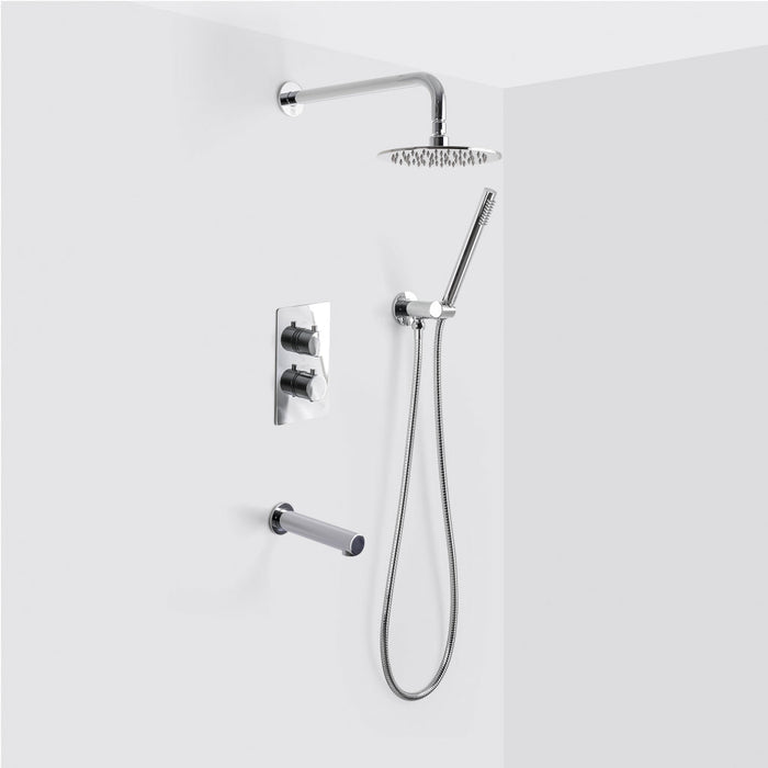 Metro 3-Way Thermostatic Trim Complete Shower Set - Wall Mount - 8" Brass/Polished Chrome