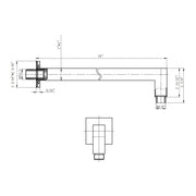 Devon Shower Arm - Wall Mount - 15" Brass/Polished Chrome