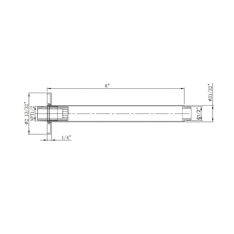Metro Shower Arm - Ceiling Mount - 8" Brass/Matt Black
