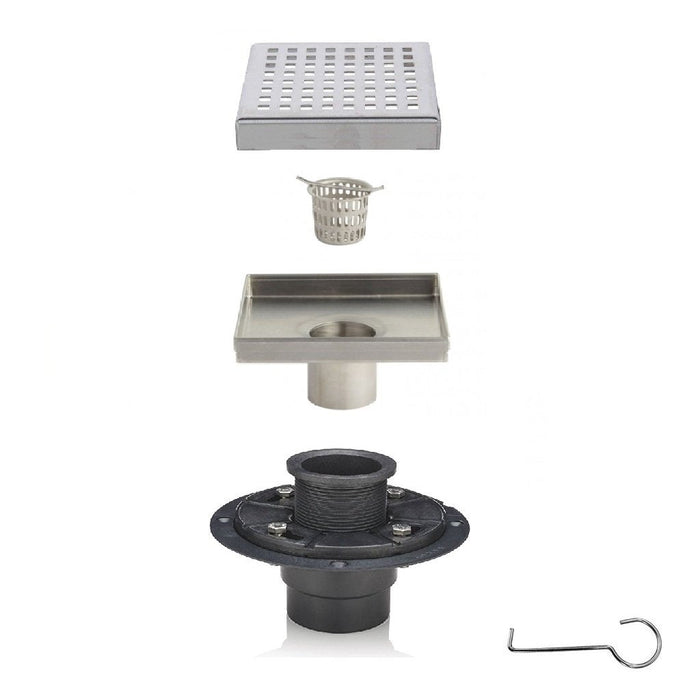 Shower Complements Grid Shower Drain - Floor Mount - 6" Stainless Steel/Polished Stainless Steel