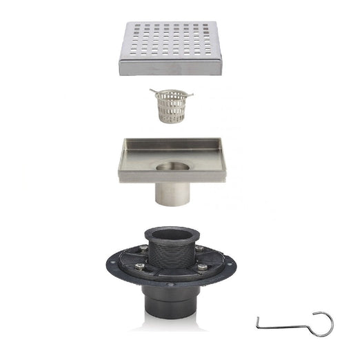 Shower Complements Grid Shower Drain - Floor Mount - 4" Stainless Steel/Polished Stainless Steel