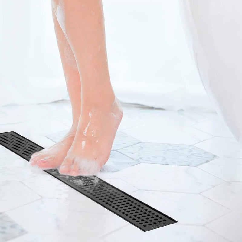 Shower Complements Linear Grid Shower Drain - Floor Mount - 24" Stainless Steel/Matt Black