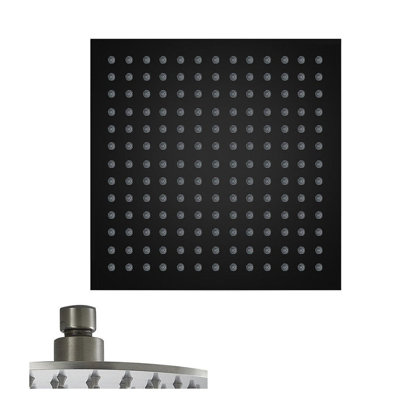 Devon Sharp Nozzles Shower Head - Wall Or Ceiling Mount - 12" Stainless Steel/Matt Black