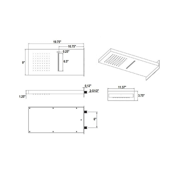 Devon Double Function Shower Head - Wall Mount - 10" Stainless Steel/Polished Stainless Steel