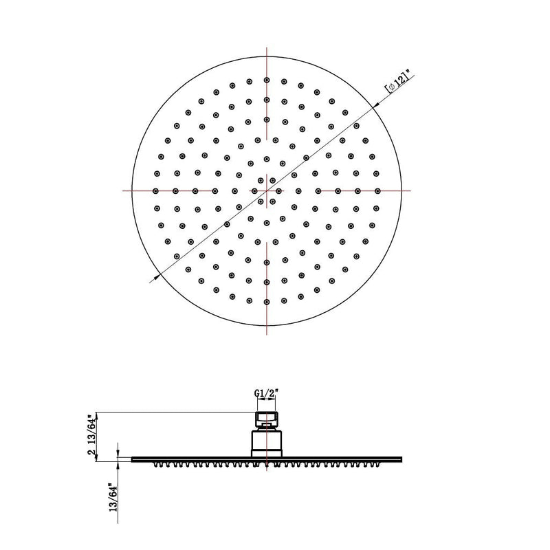 Metro Sharp Nozzles Shower Head - Wall Or Ceiling Mount - 12" Stainless Steel/Polished Stainless Steel