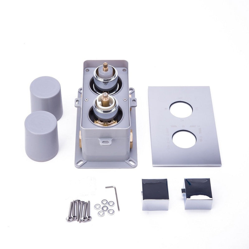 Devon Thermostatic 2-3 Way Shower Mixer - Wall Mount - 4" Brass/Polished Chrome