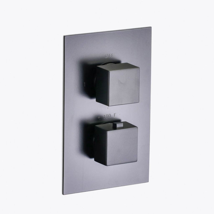 Devon 2-3 Way Thermostatic Shower Mixer - Wall Mount - 5W x 8H" Brass/Matt Black