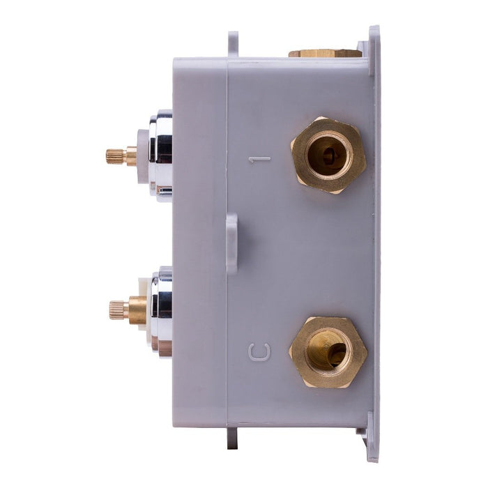 Metro Thermostatic 2-3 Way Shower Mixer - Wall Mount - 4" Brass/Polished Chrome