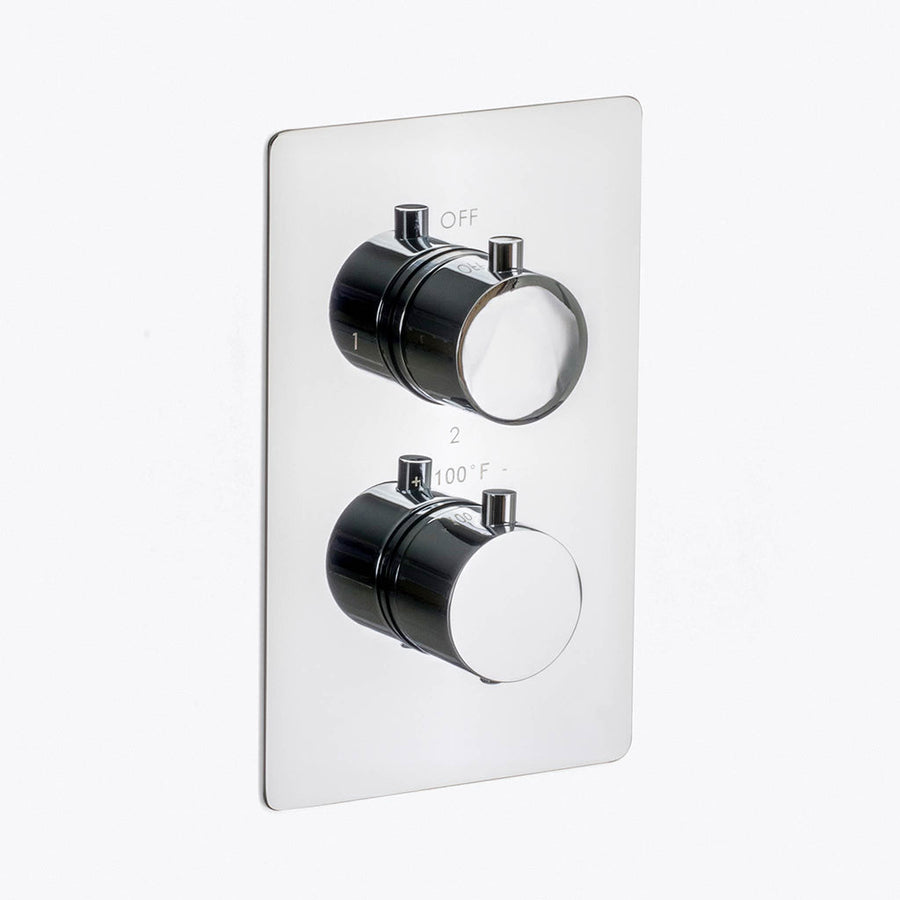 Metro 2-3 Way Thermostatic Shower Mixer - Wall Mount - 6" Brass/Polished Chrome