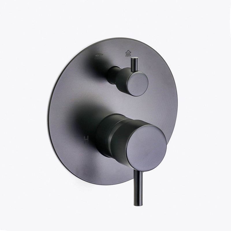 Metro 2 Way Pressure Balance Shower Mixer - Wall Mount - 7" Brass/Matt Black