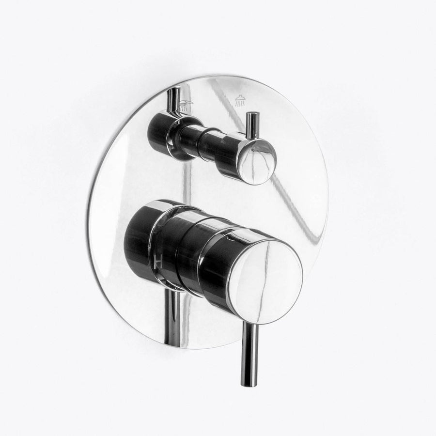 Metro 2 Way Pressure Balance Shower Mixer - Wall Mount - 7" Brass/Polished Chrome