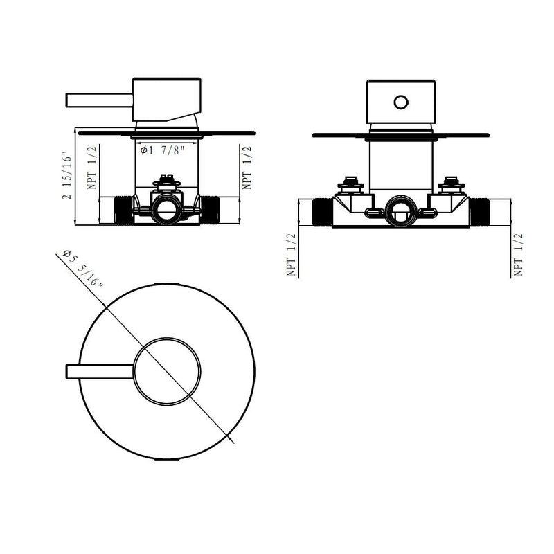 Metro 1 Way Pressure Balance Shower Mixer - Wall Mount - 1" Brass/Matt Black