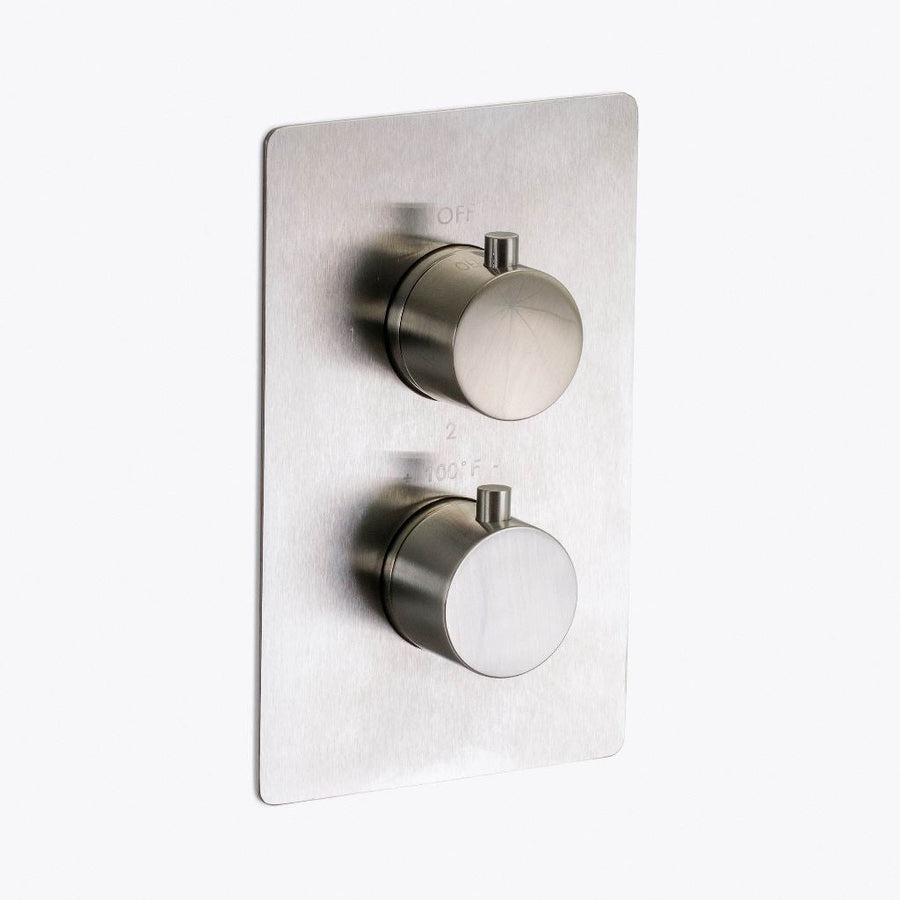 Metro 2-3 Way Thermostatic Shower Mixer - Wall Mount - 6" Brass/Brushed Nickel