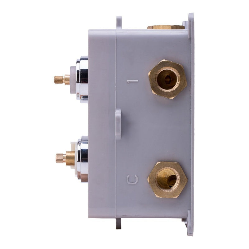 Metro Thermostatic 2-3 Way Shower Mixer - Wall Mount - 4" Brass/Brushed Nickel