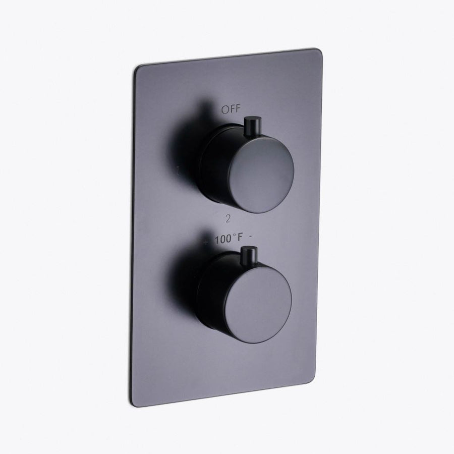 Metro 2-3 Way Thermostatic Shower Mixer - Wall Mount - 6" Brass/Matt Black