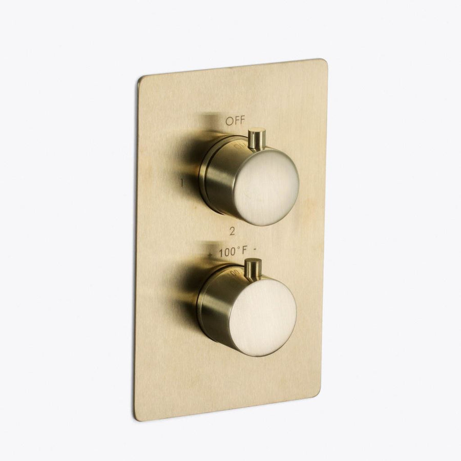 Metro 2-3 Way Thermostatic Shower Mixer - Wall Mount - 5W x 8H" Brass/Satin Brass
