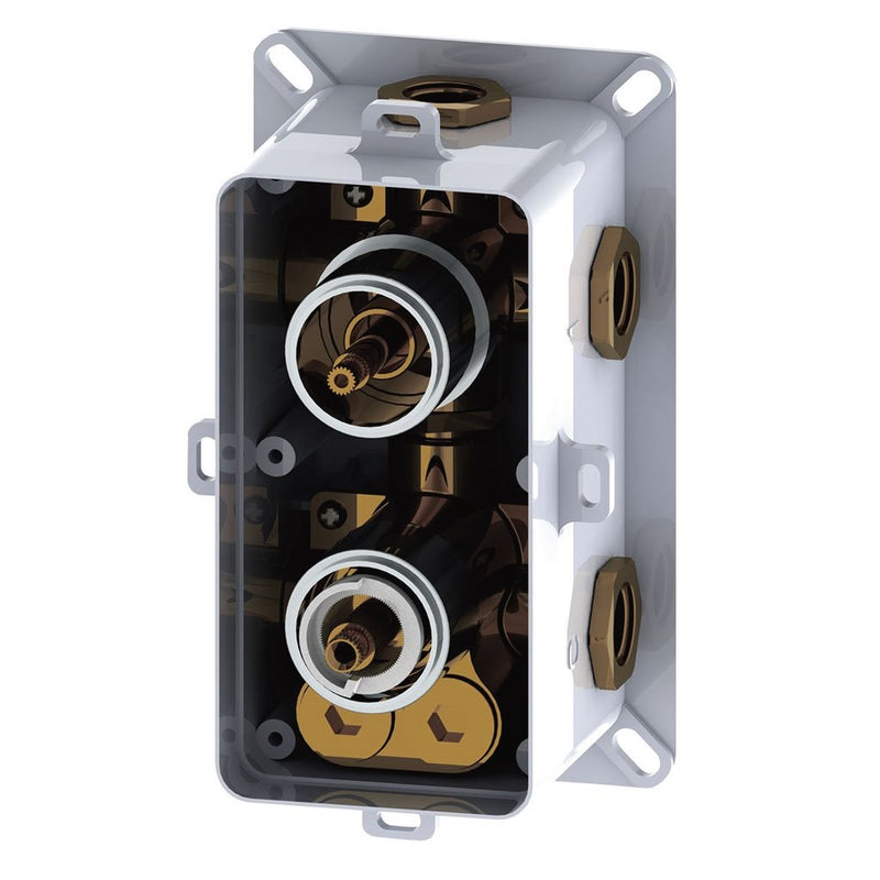 Metro Thermostatic 2-3 Way Shower Mixer - Wall Mount - 4" Brass/Satin Brass