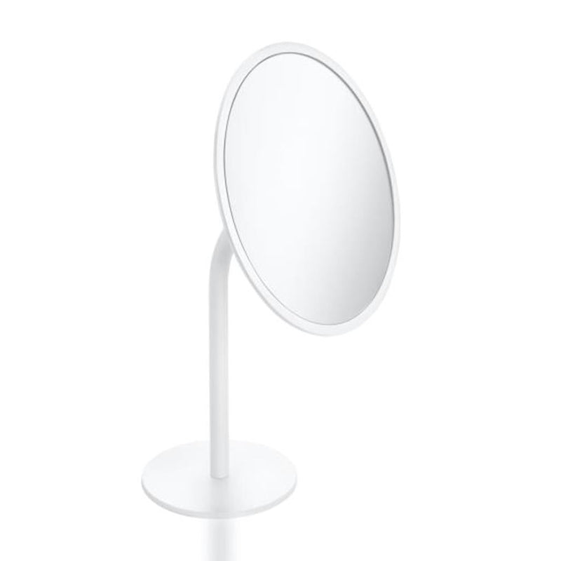 Black And White Make-Up Mirror - Free Standing - 14" Crystal Glass/Metal/Matt White