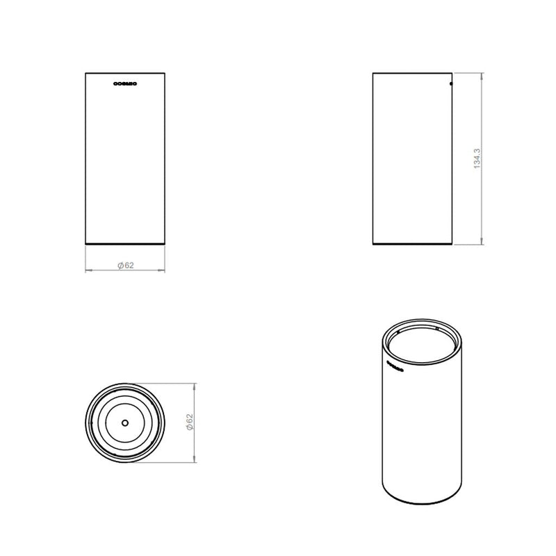 Black And White Toothbrush Holder - Free Standing - 6" Brass/Gloss White