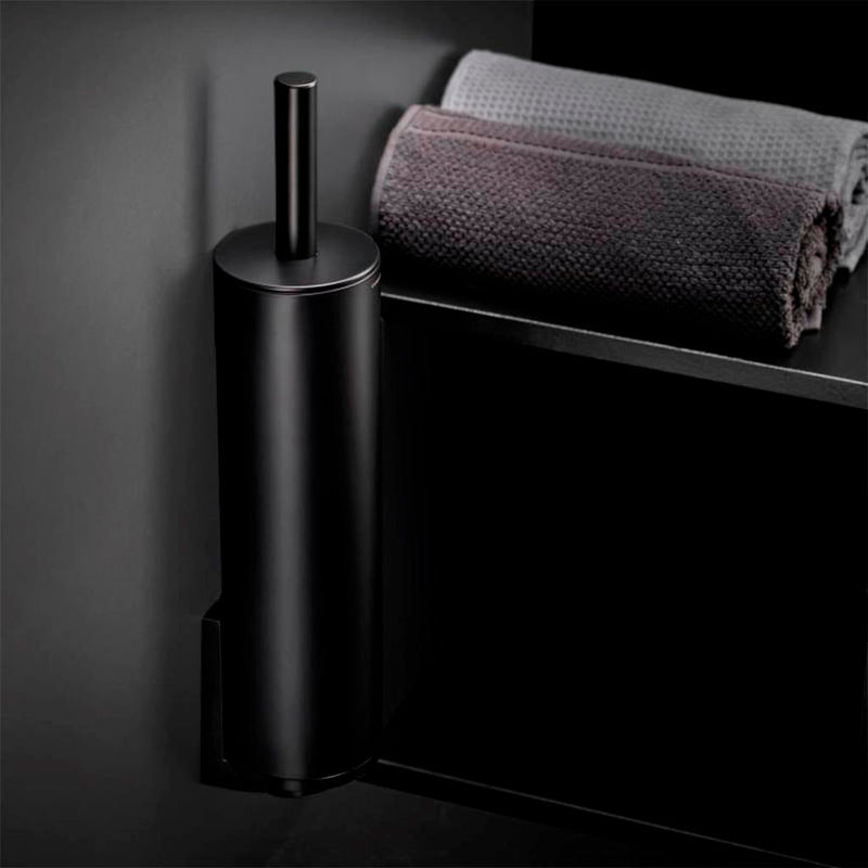 Black And White Toilet Brush Holder - Free Standing - 17" Brass/Matt Black