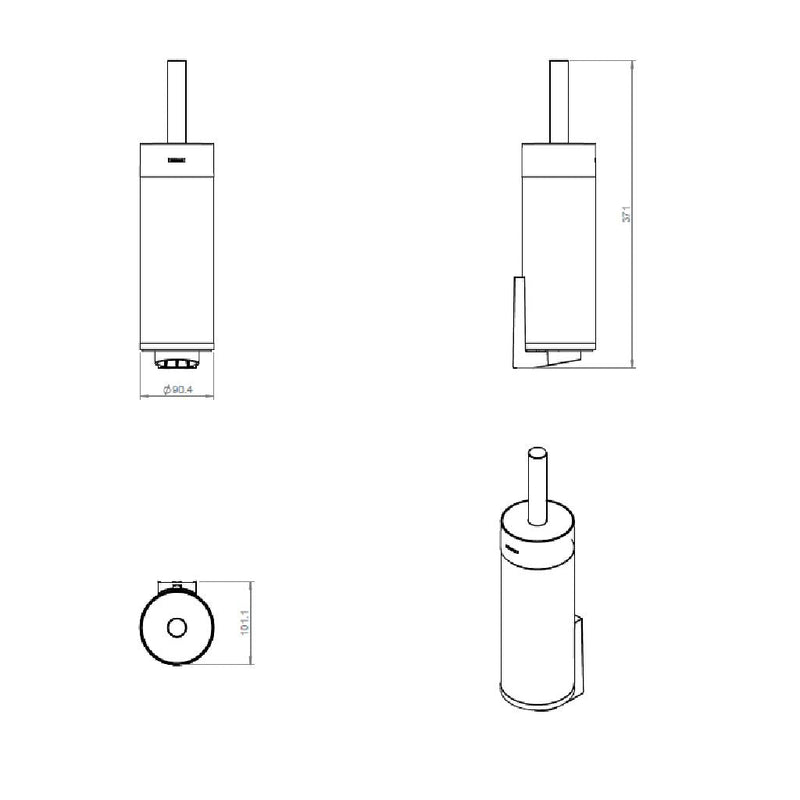 Black And White Toilet Brush Holder - Free Standing - 17" Brass/Matt Black