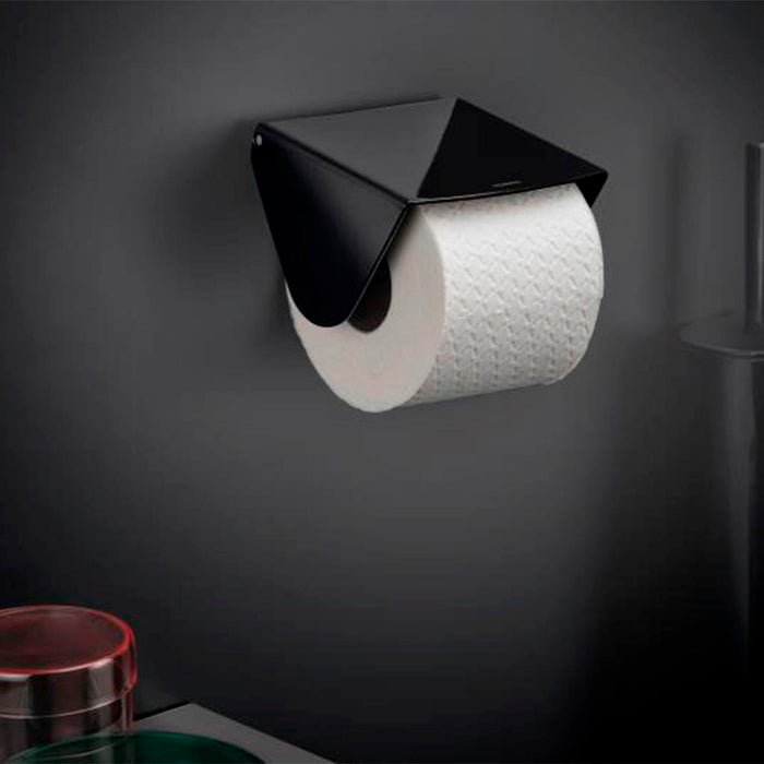 Black And White Toilet Paper Holder - Wall Mount - 4" Brass/Gloss Black