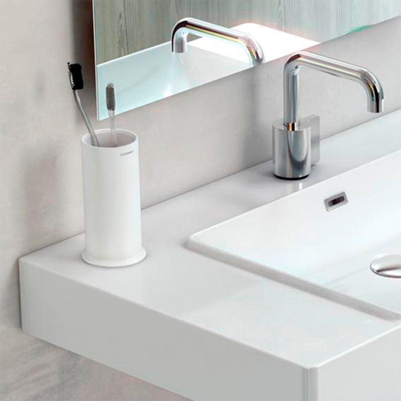 Geyser Toothbrush Holder - Free Standing - 6" Brass/White