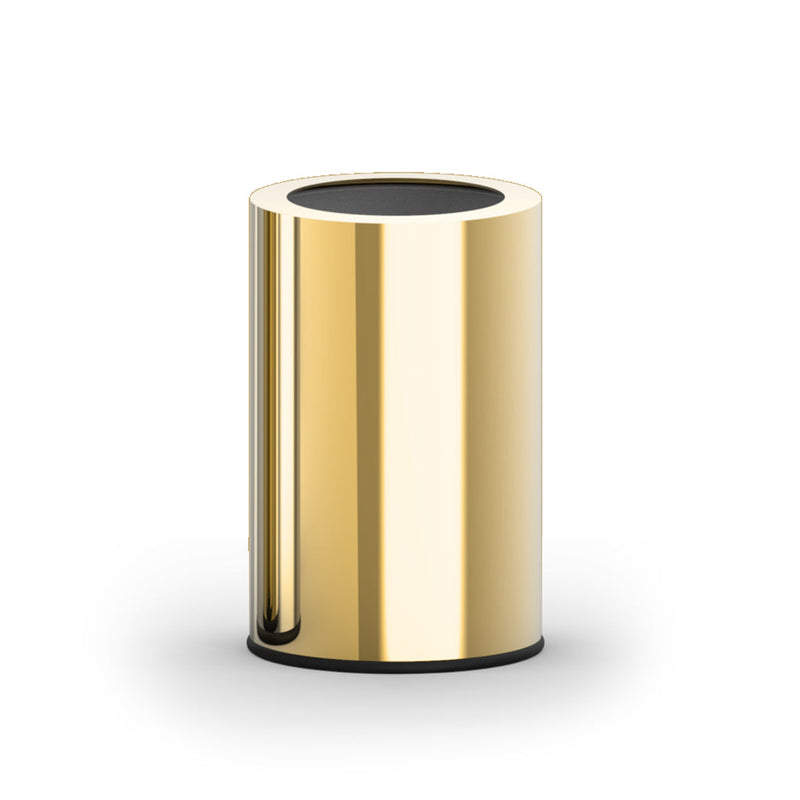 Basic 10 Lts Bathroom Trash Can - Free Standing - 10" Stainless Steel/Gold