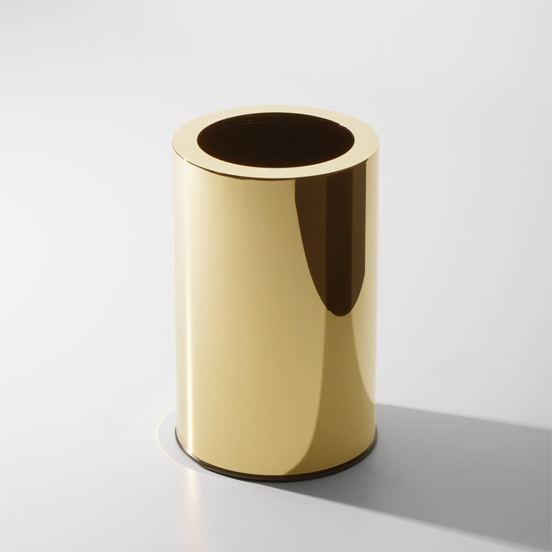 Basic 10 Lts Bathroom Trash Can - Free Standing - 10" Stainless Steel/Gold