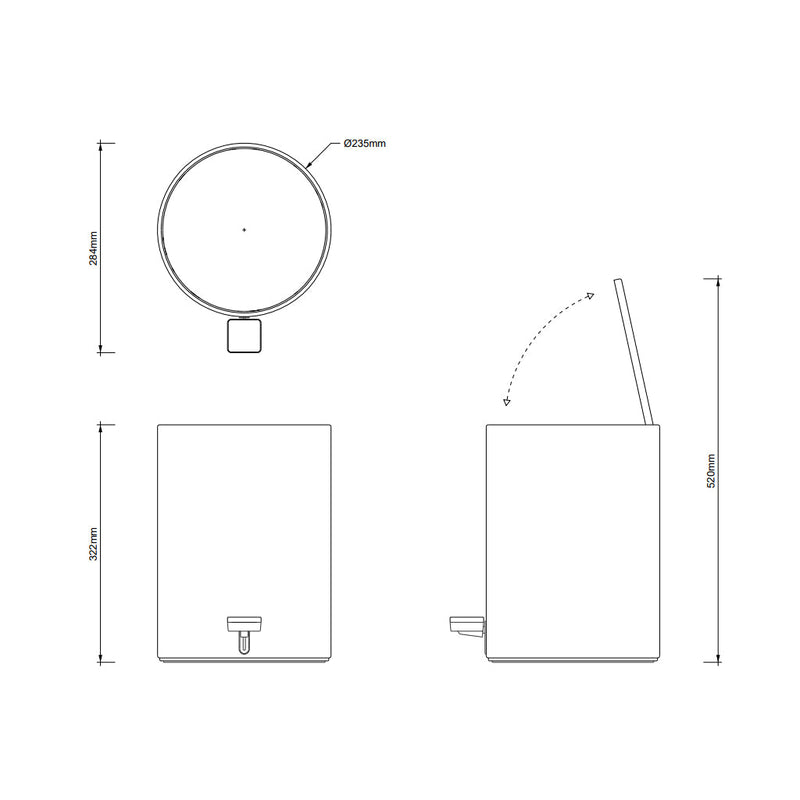 Bar 7 Lts Bathroom Trash Can - Free Standing - 7"