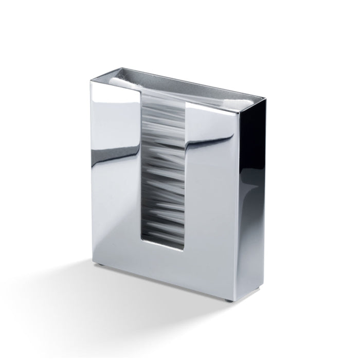 Cube Cotton Tips Holder - Free Standing - 4" Stainless Steel/Polished Chrome