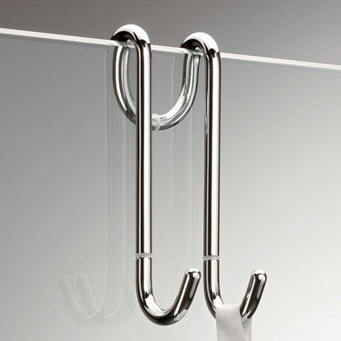Basic Glass Door Hook - Free Standing - 1" Brass/Polished Chrome