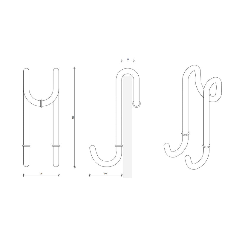 Basic Glass Door Hook - Free Standing - 1" Brass/Polished Chrome