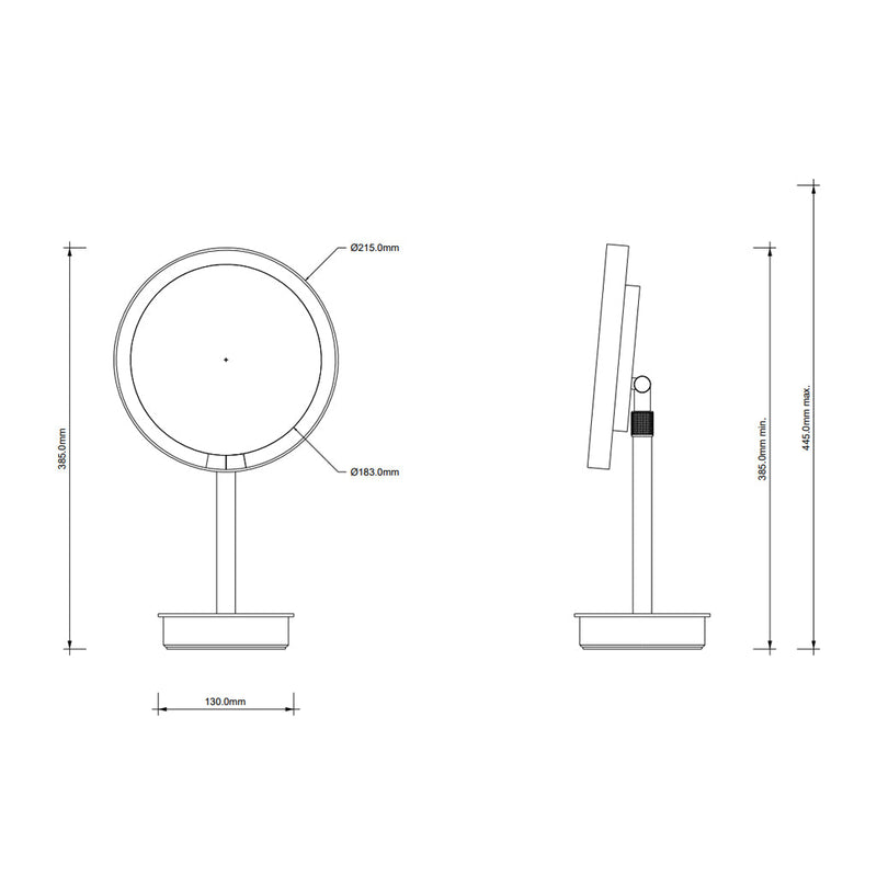 Round Just Look 5X Make-Up Mirror - Free Standing - 8" Abs/Polished Chrome