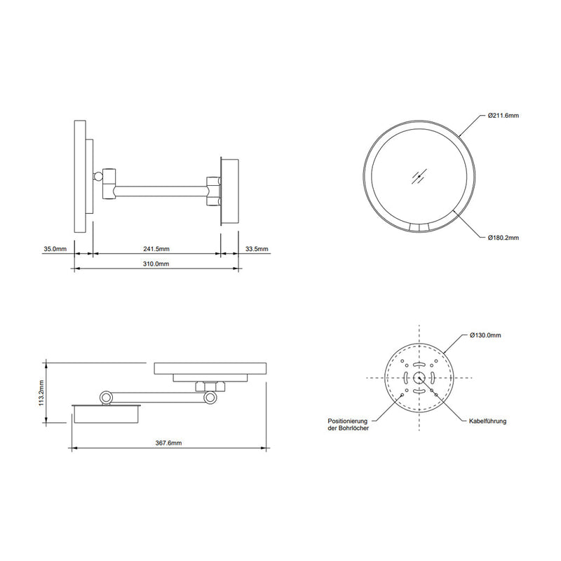 Just Look Wd 7X Make-Up Mirror - Wall Mount - 8" Abs/Polished Chrome (Final Sale)
