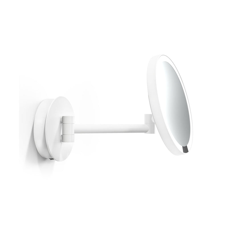 Just Look 5x Make-Up Mirror - Wall Mount - 9" Crystal Glass/Metal/Matt White