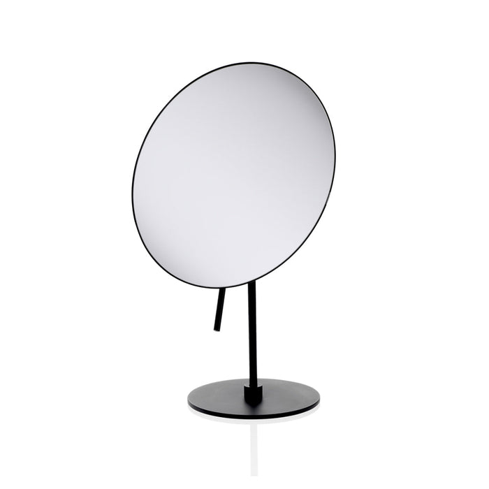 Round Make-Up Mirror - Free Standing - 12" Glass/Matt Black