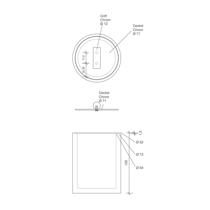 Stone Multipurpose Box - Free Standing - 5" Mineral/Matte White/Polished Chrome