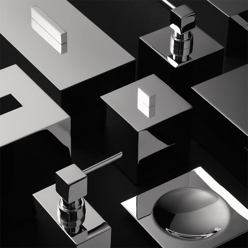 Cube Soap Dish - Free Standing - 1" Brass/Polished Chrome