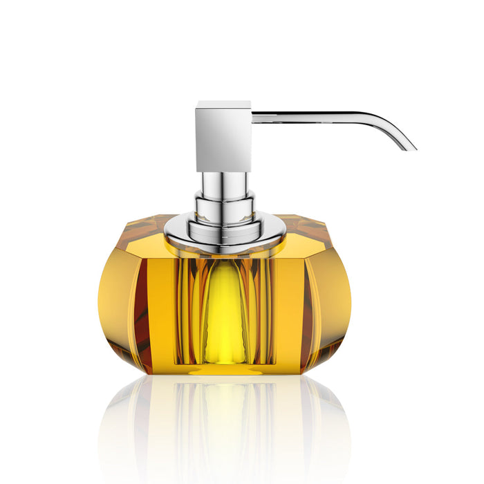 Kristall Soap Dispenser - Free Standing - 5" Brass/Glass/Amber/Polished Chrome