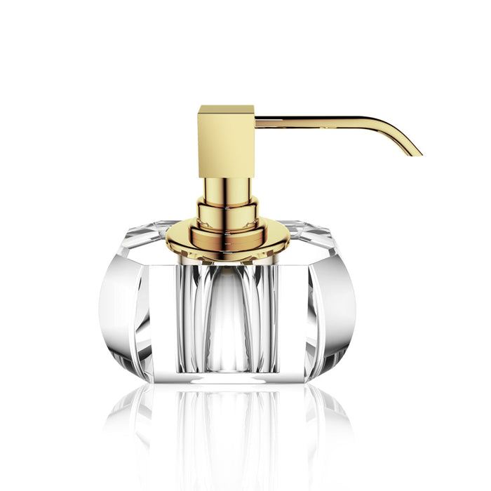 Kristall Soap Dispenser - Free Standing - 5" Brass/Glass/Clear/Gold