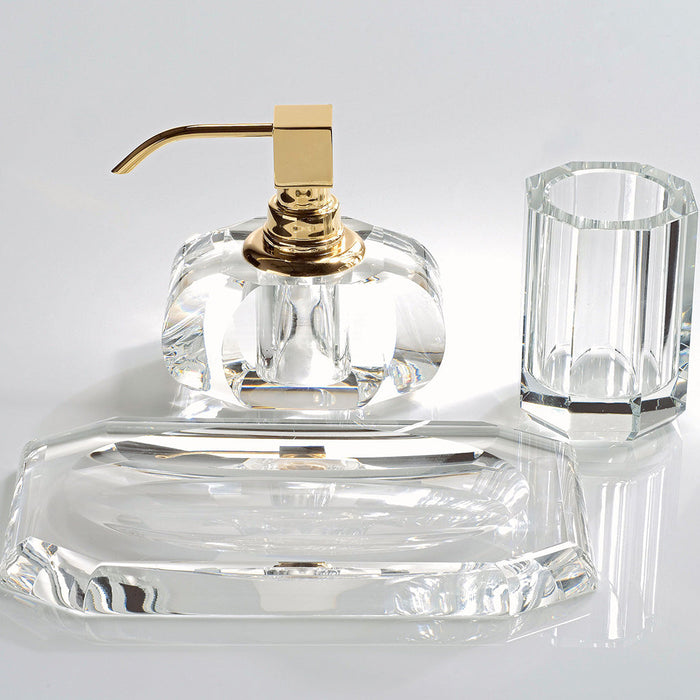 Kristall Soap Dispenser - Free Standing - 5" Brass/Glass/Clear/Gold