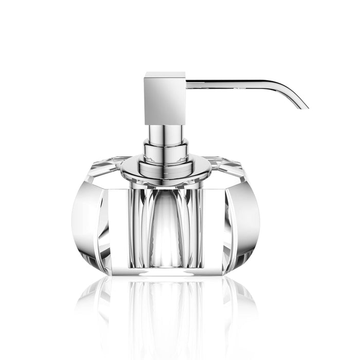 Kristall Soap Dispenser - Free Standing - 5" Brass/Glass/Clear/Polished Chrome