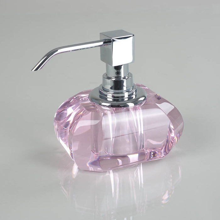 Kristall Soap Dispenser - Free Standing - 5" Brass/Glass/Pink/Polished Chrome