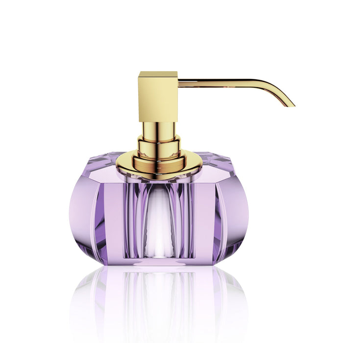 Kristall Soap Dispenser - Free Standing - 5" Brass/Glass/Violet/Gold