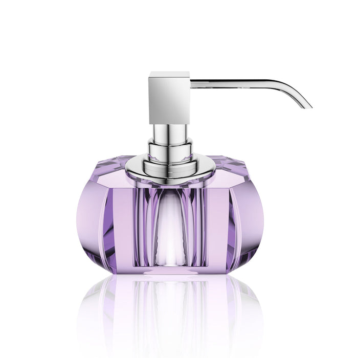 Kristall Soap Dispenser - Free Standing - 5" Brass/Glass/Violet/Polished Chrome