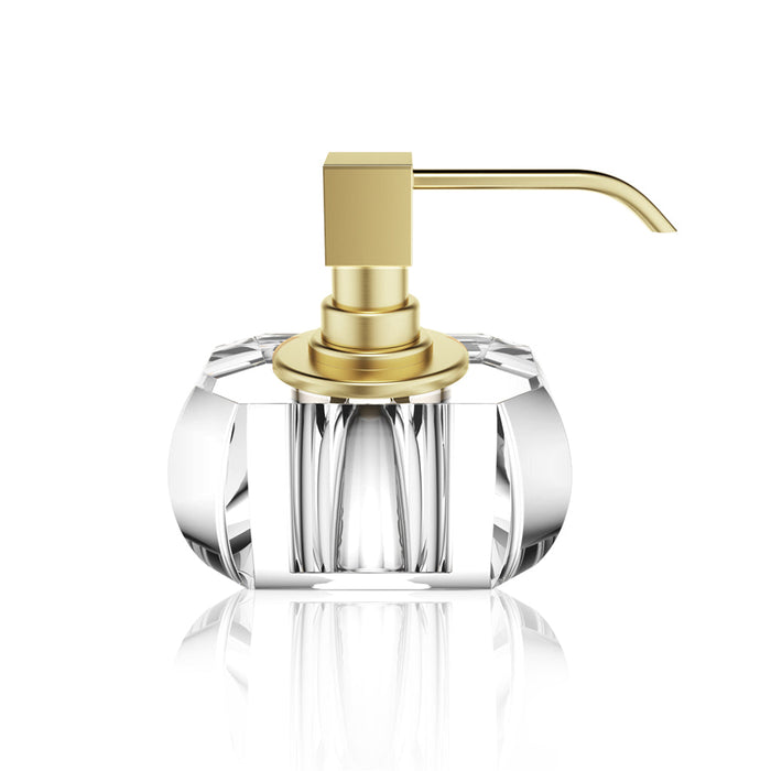Kristall Soap Dispenser - Free Standing - 5" Brass/Glass/Clear/Matte Gold
